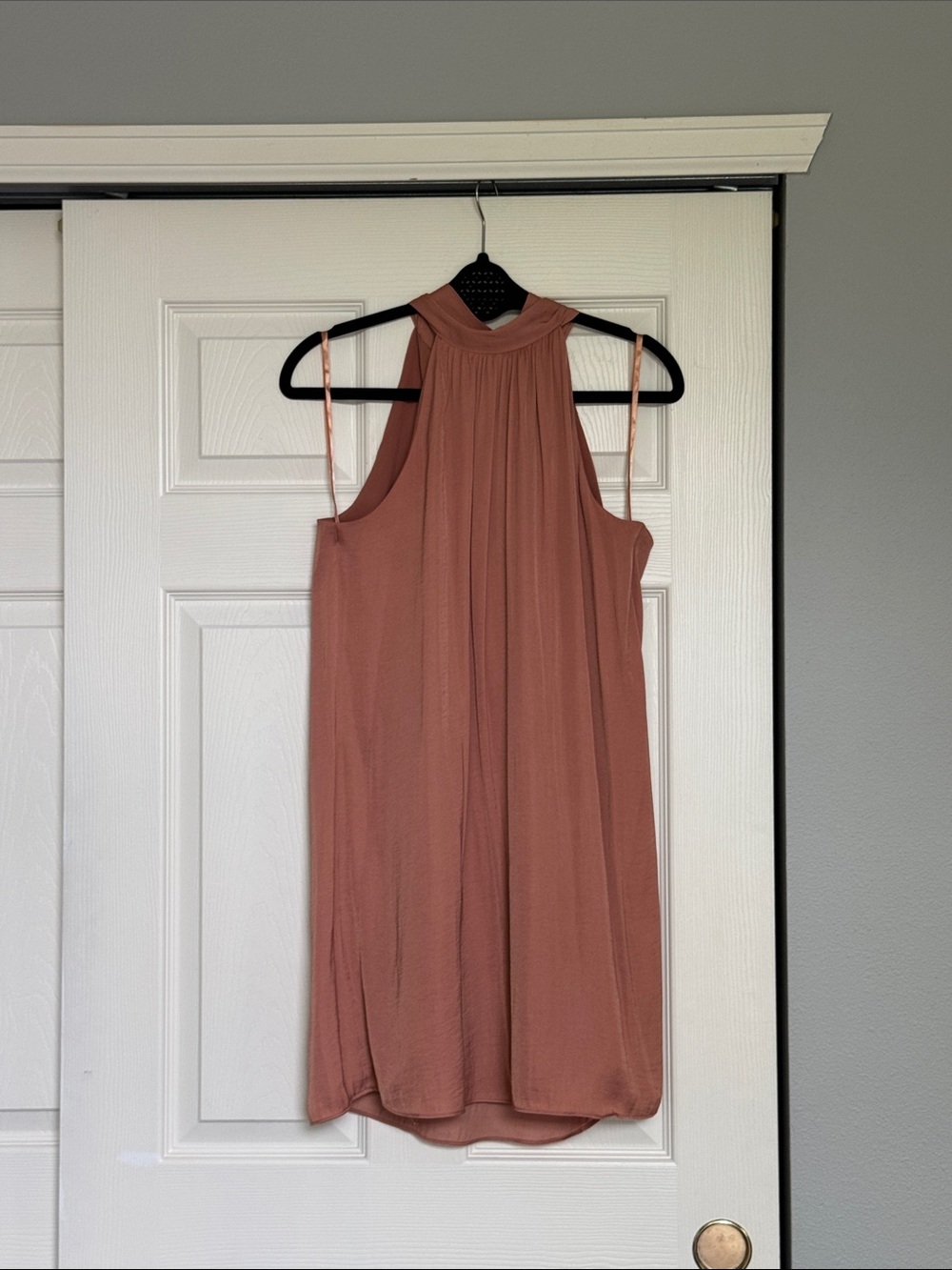 Naked Zebra Rust High-Neck Sleeveless Mini Dress